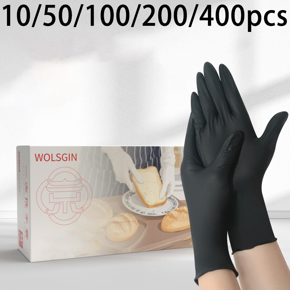 Rubber Glove Cleaning - 10/50/100/200/400개 검정색 일회용 합성 니트릴 장갑,