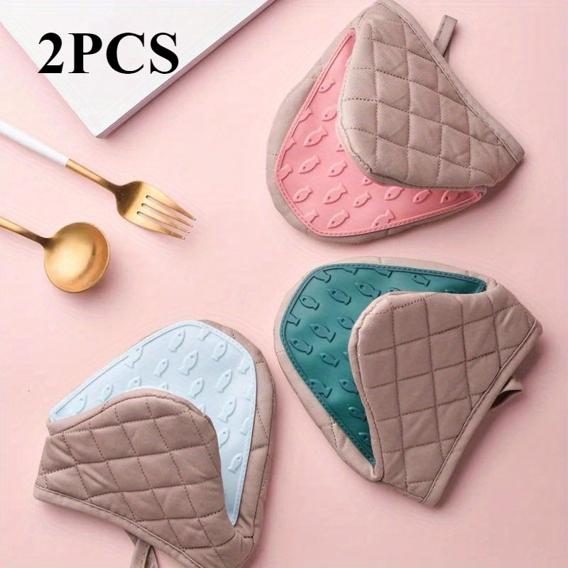 Oven Mitt Silicone - 실리콘 패드 2개 | 인체공학적 그립,