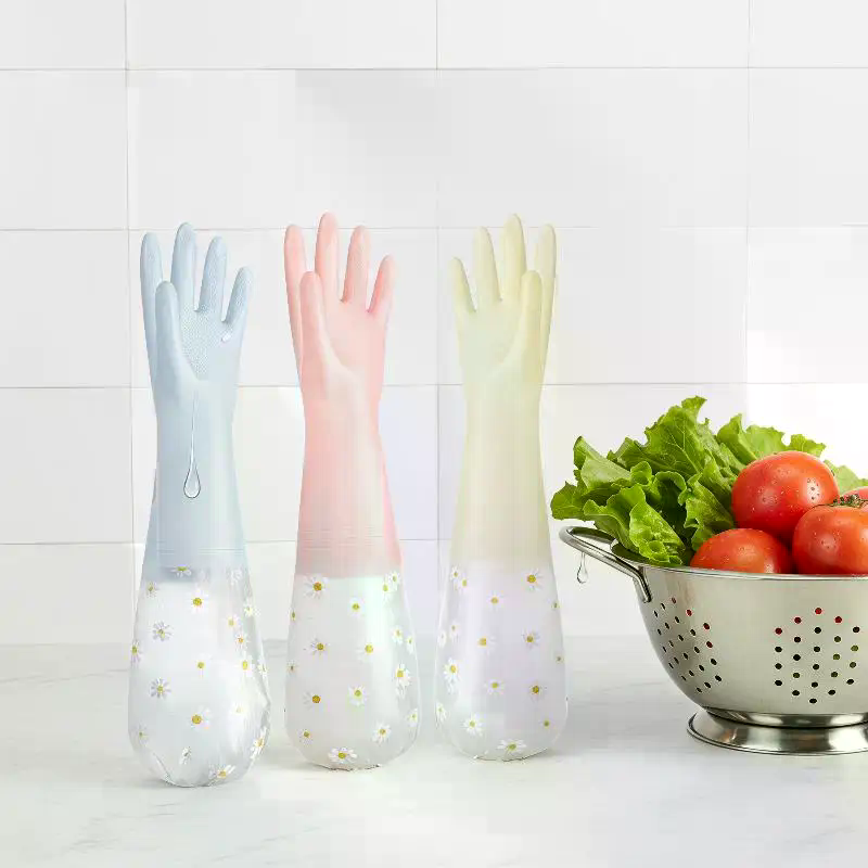 꽃무늬 가정용 라텍스 방수 청소 장갑: 주방 설거지 세 - Rubber Glove Cleaning 리뷰 및 가격